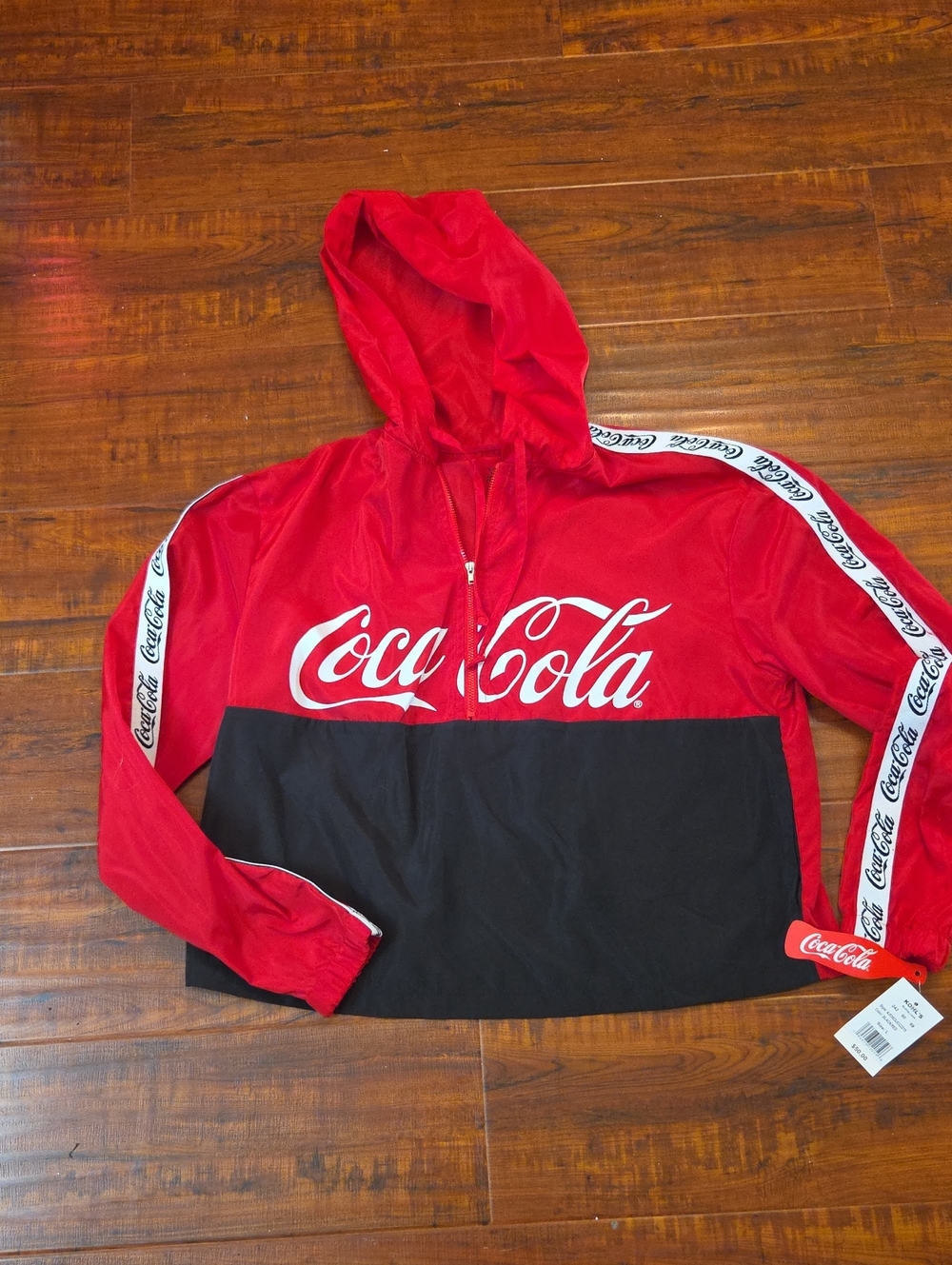 Coca Cola Red & Black Kids Hooded Raincoat with Logo Tape